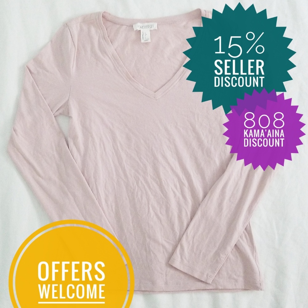 Forever 21 Basic Long-Sleeved Tee (L) in Blush